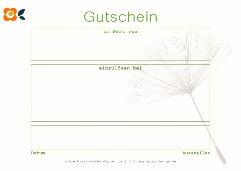 Postkarte Gutschein, Pusteblume auf Grn (Hndler)