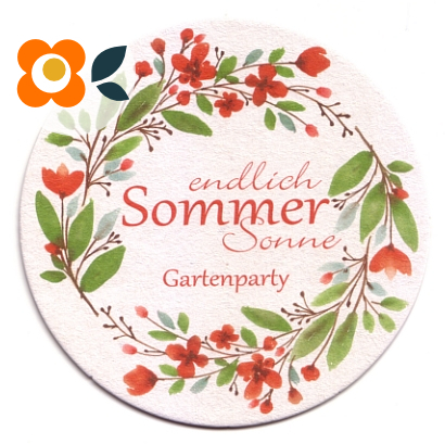 Bierdeckel Blumenkranz, Gartenparty