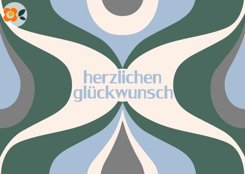 Postkarte Herzlichen Glckwunsch, 60er Retro
