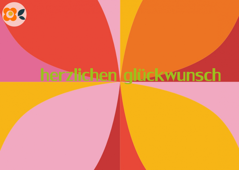 Postkarte Herzlichen Glckwunsch, Retrogeometrie