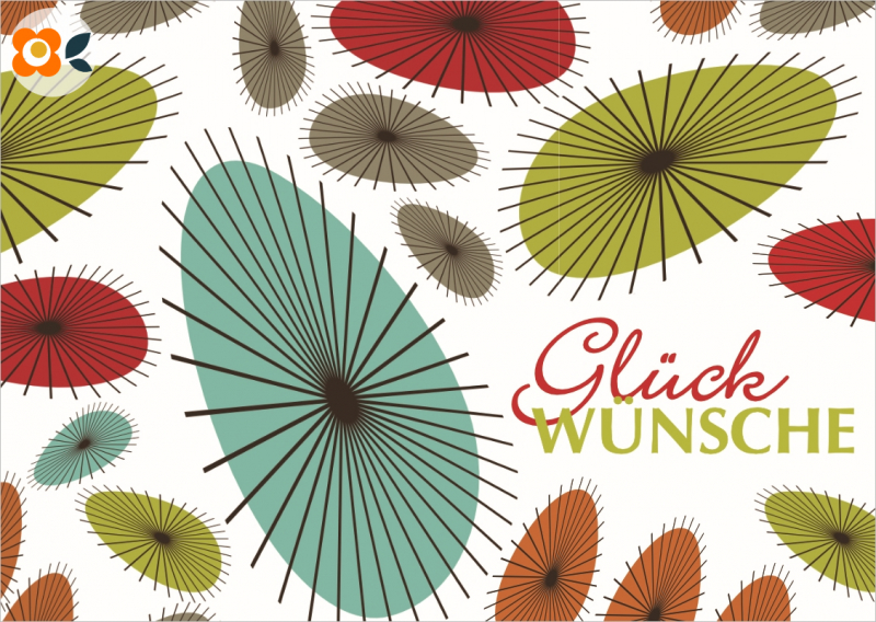 Postkarte Glckwnsche, Linie+Form