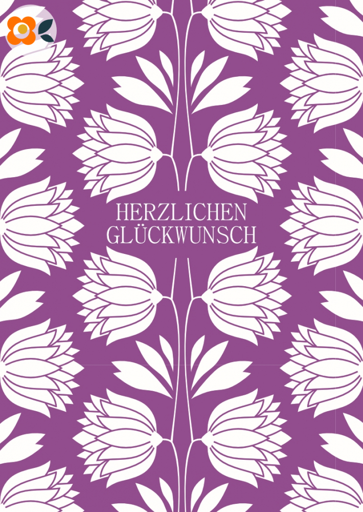 Postkarte Herzlichen Glckwunsch, Vintageblumen