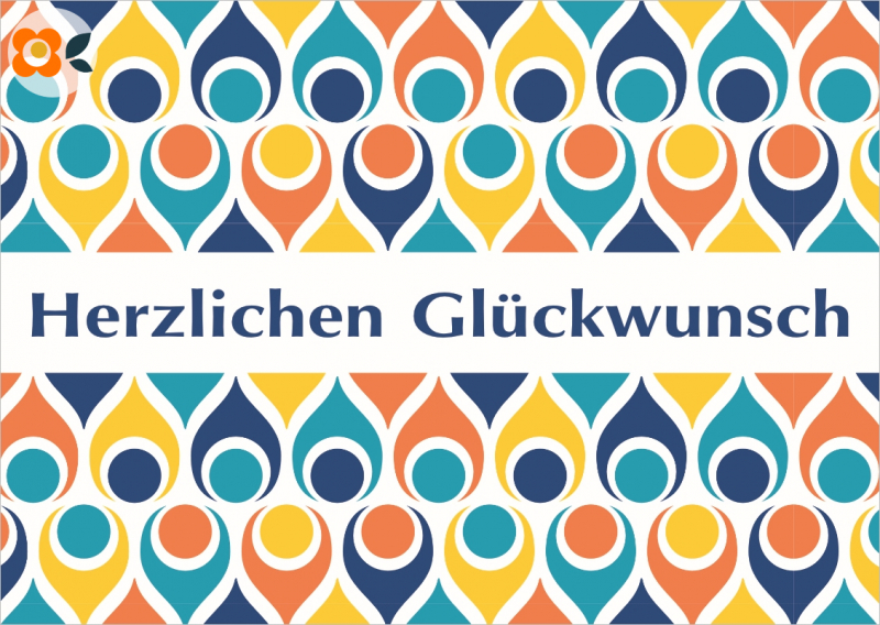 Postkarte Herzlichen Glckwunsch, Retrotropfen
