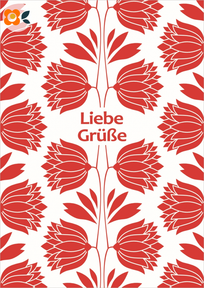 Postkarte Liebe Gre, Vintageblumen