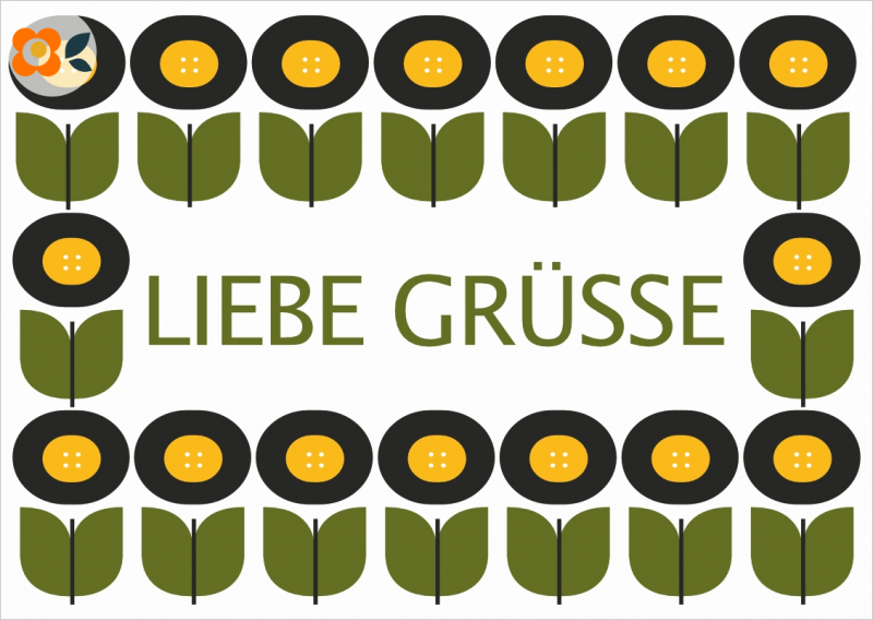 Postkarte Liebe Gre, Retro Tull
