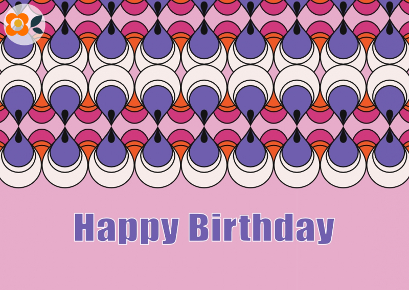 Postkarte Happy Birthday, Retrotrnen