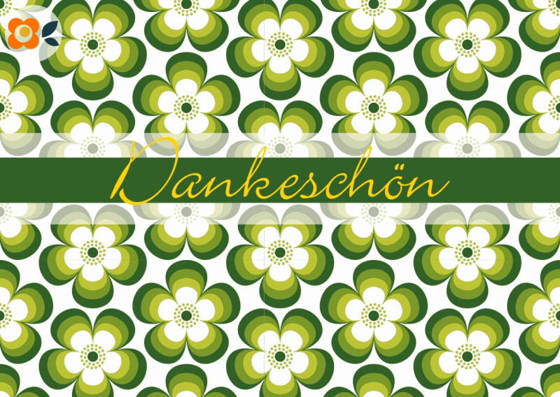 Postkarte Dankeschn, Glcksblten