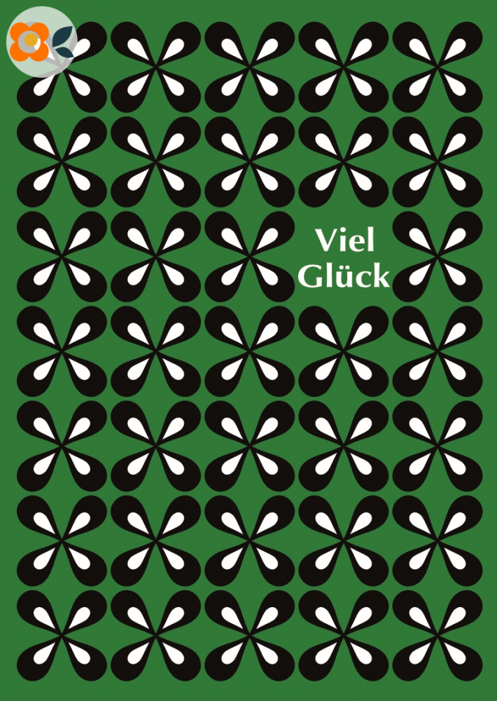 Postkarte Viel Glck, Retroklee