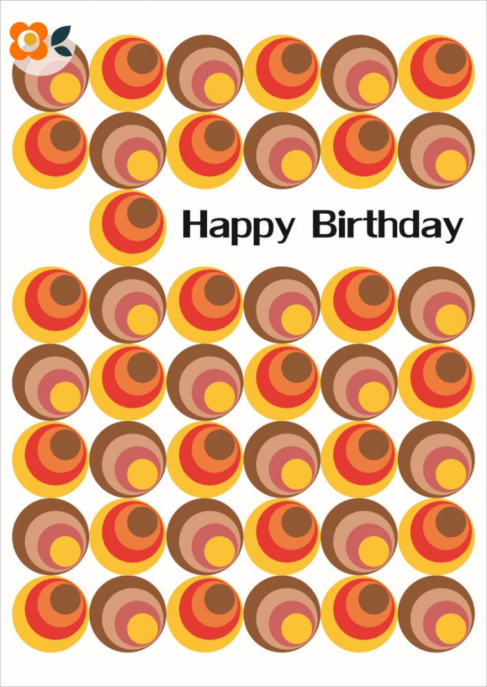 Postkarte Happy Birthday, 70er Spots