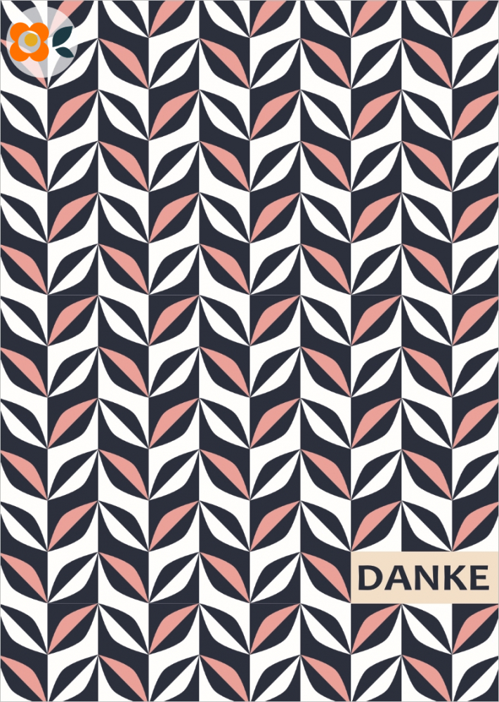 Postkarte Danke, Retroblattform
