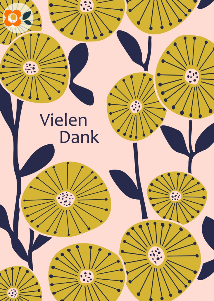 Postkarte Vielen Dank, Gartentrumer