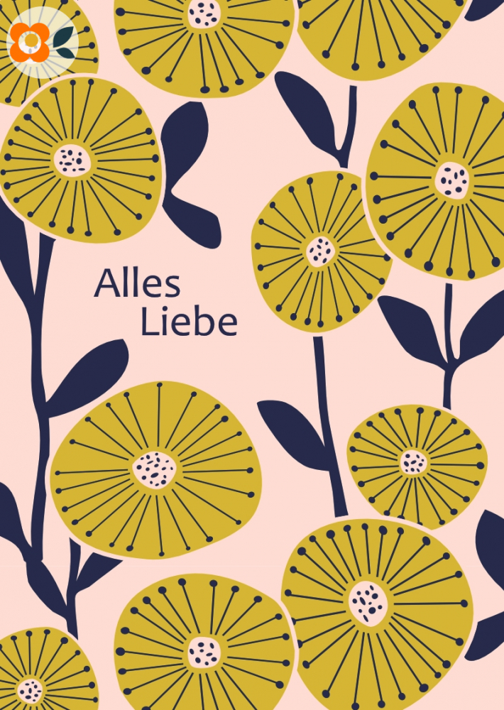 Postkarte Alles Liebe, Gartentrumer