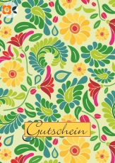 Postkarte Gutschein, Blumenornament