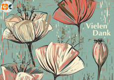 Postkarte Vielen Dank, Vintage Blumenwelt
