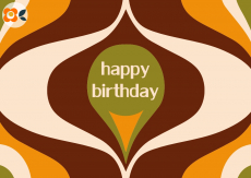 Postkarte Happy Birthday, 70er Retro