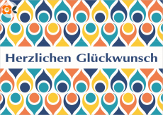 Postkarte Herzlichen Glckwunsch, Retrotropfen