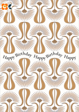 Postkarte Happy Birthday, Retroblume