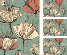 Postkarte-Set Vintage Blumenwelt