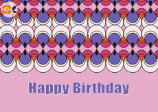 Postkarte Happy Birthday, Retrotrnen
