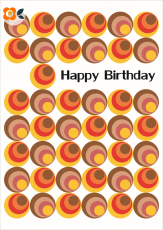 Postkarte Happy Birthday, 70er Spots