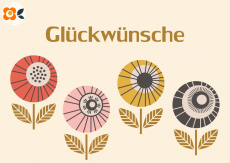 Postkarte Glckwnsche, Bltenaugen